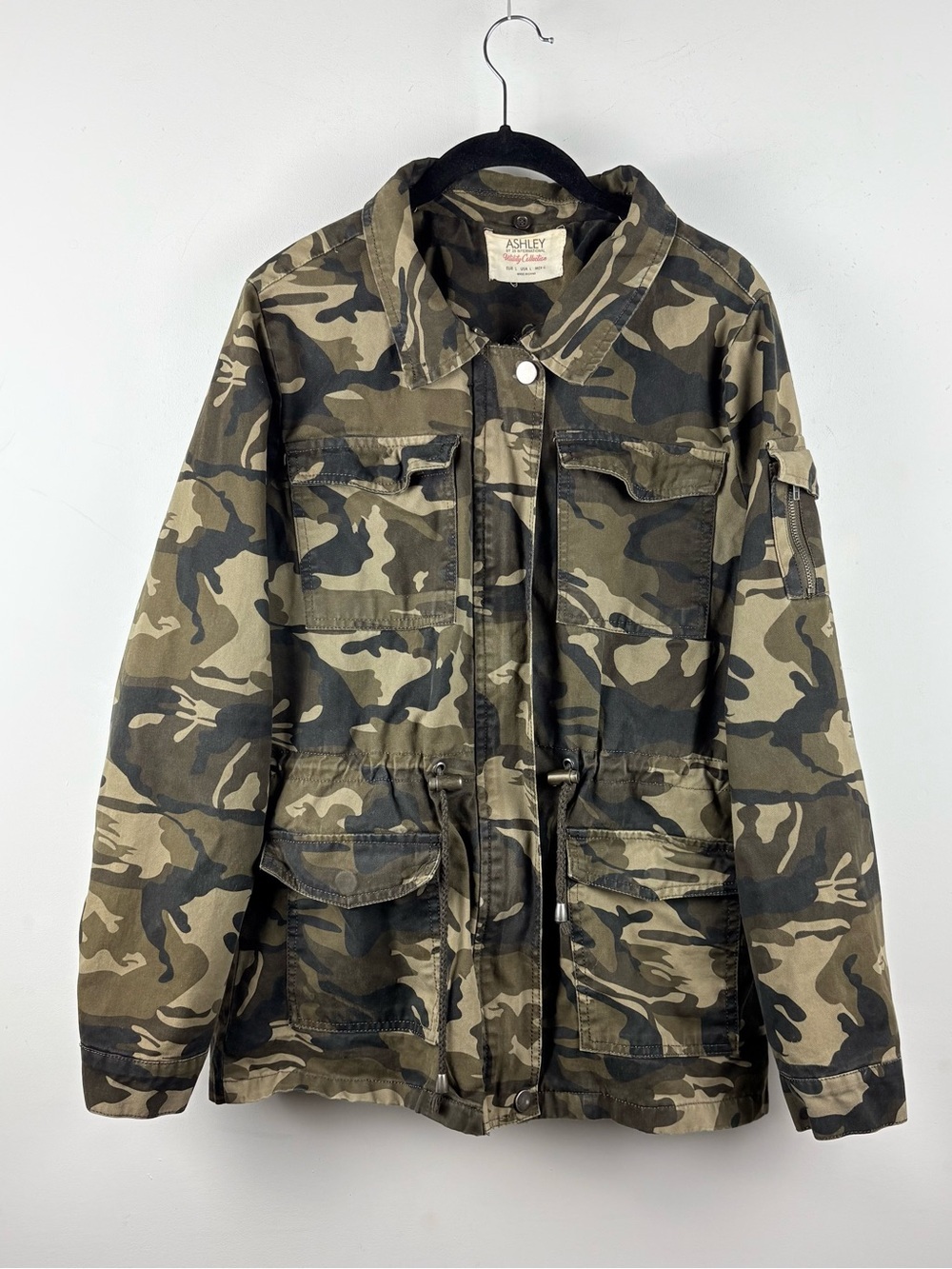Women’s Camo Utility Military Parka Full Zip Jacket Coat Grunge Punk Army Large